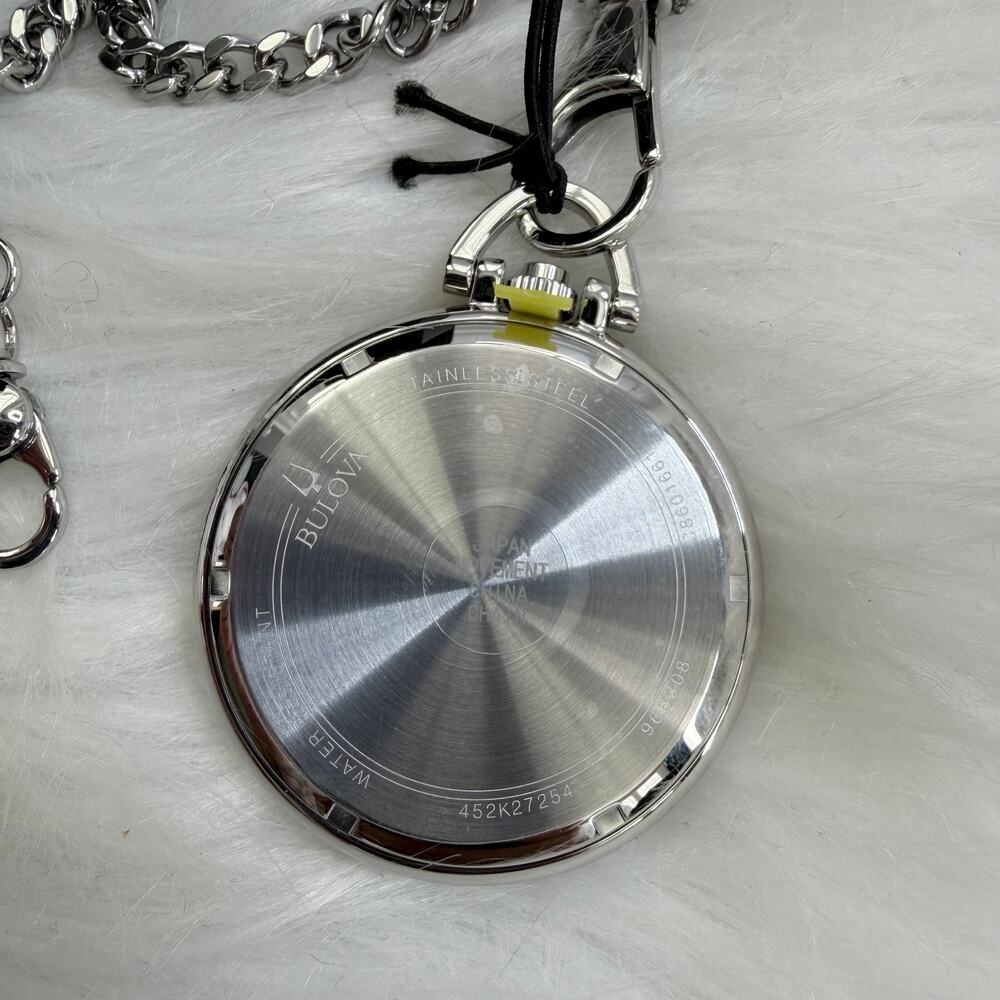 New Men’s Bulova Classic Pocket Watch 3-Hand Date Quartz Stainless Steel - Picture 4 of 6